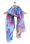 LEAF PRINT SCARF - blue pink